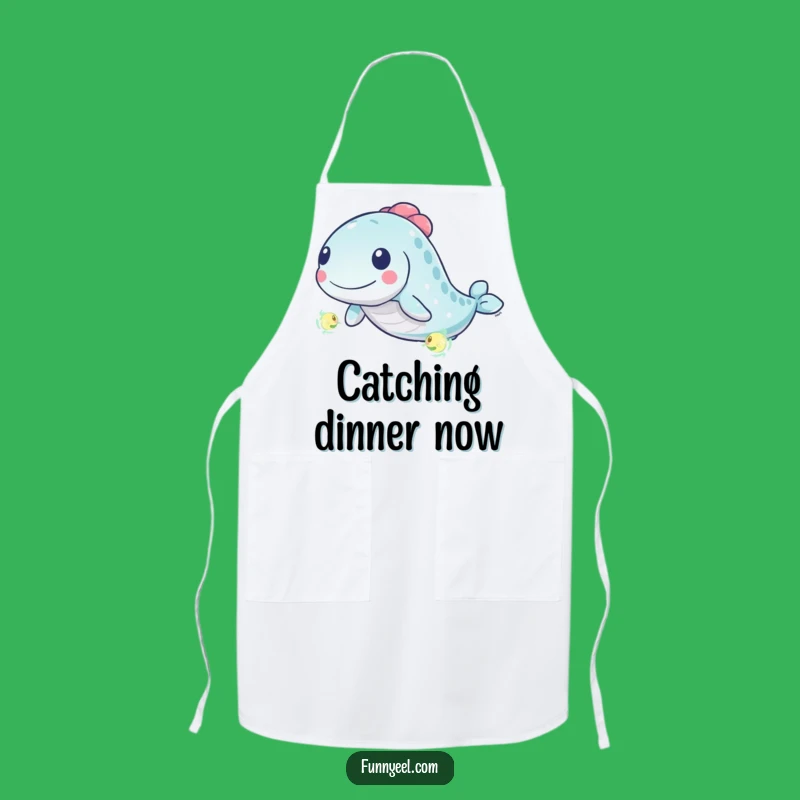 Funny Kawaii Eel Plankton Chase Apron: Kitchen Fun & Whimsical Gift