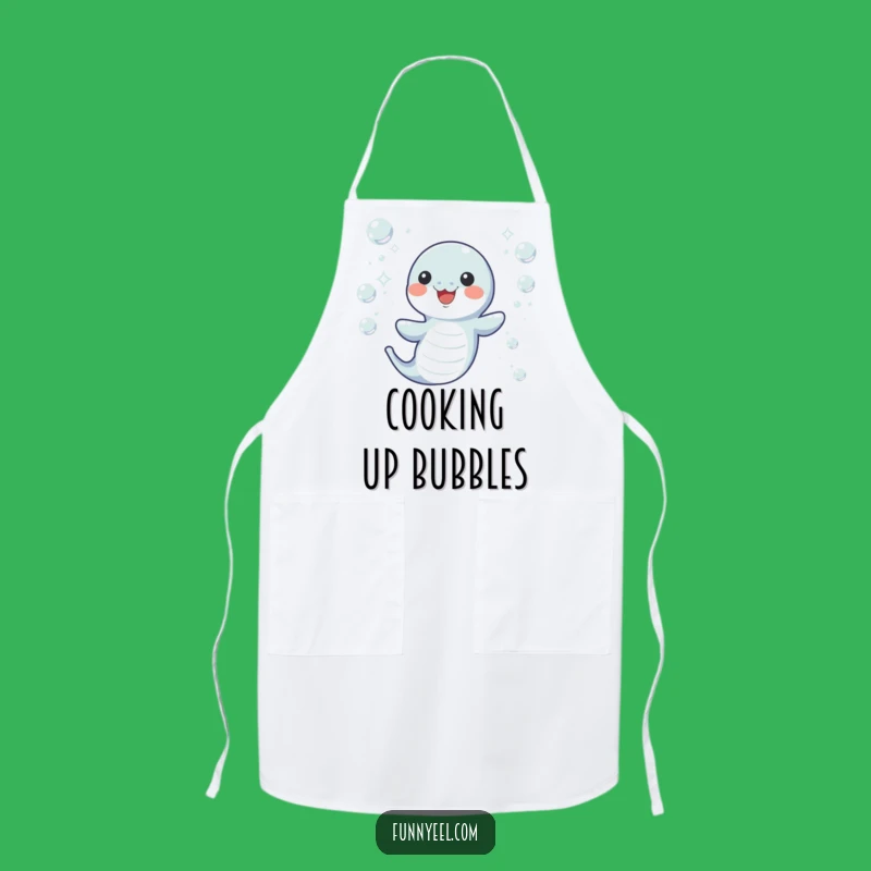 Funny Kawaii Eel Bubble Apron: Playful Kitchen Wear and Hilarious Gift for Seafood Lovers