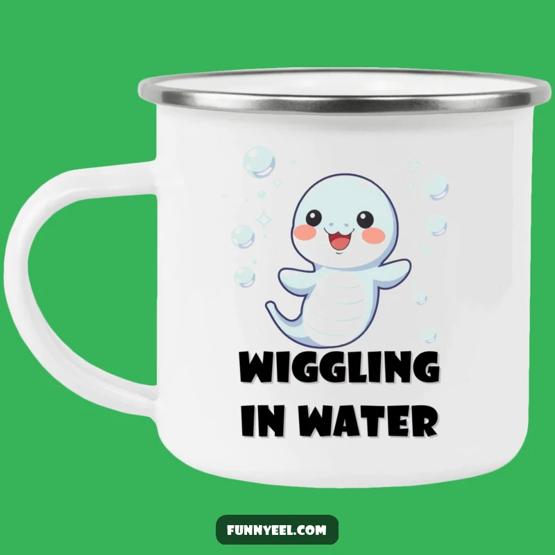 Adventure Kawaii Eel Bubble Camping Mug: Fun Outdoor Drinkware, Funny Gift for Explorers