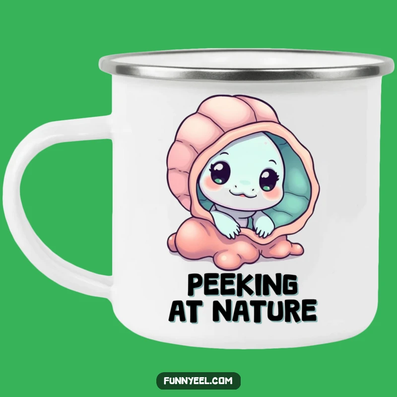 Adventure Kawaii Eel Seashell Camping Mug: Fun Outdoor Drinkware, Funny Gift for Explorers