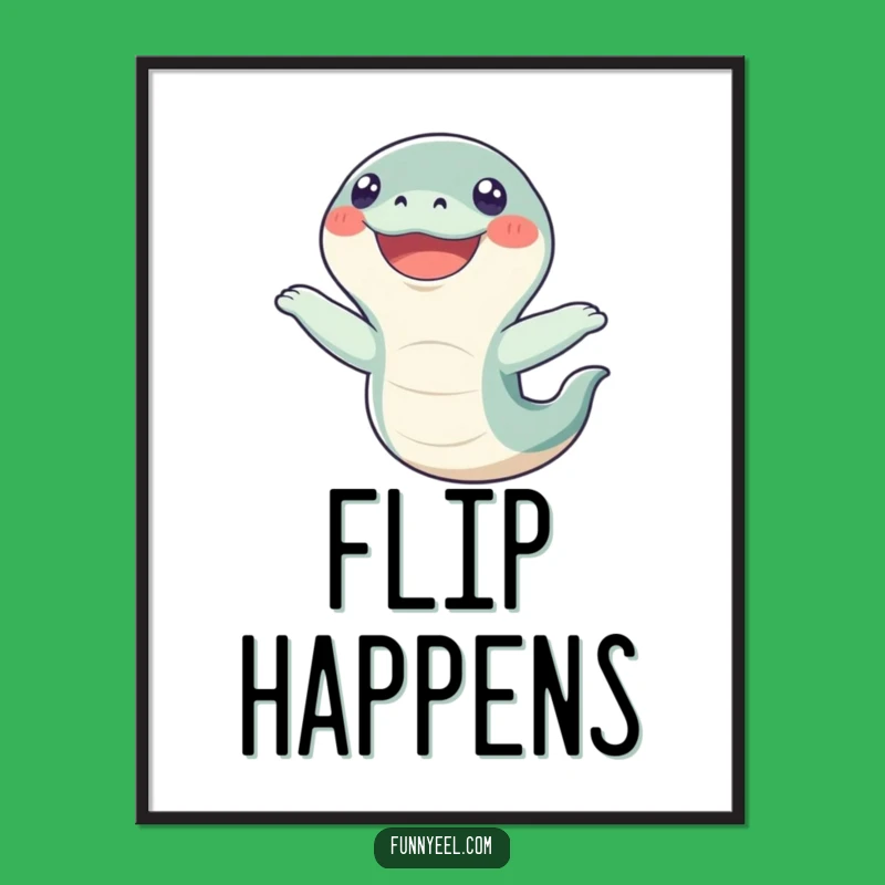 Funny Kawaii Eel Flip Poster: Hilarious Wall Art & Gift for Comic Lovers