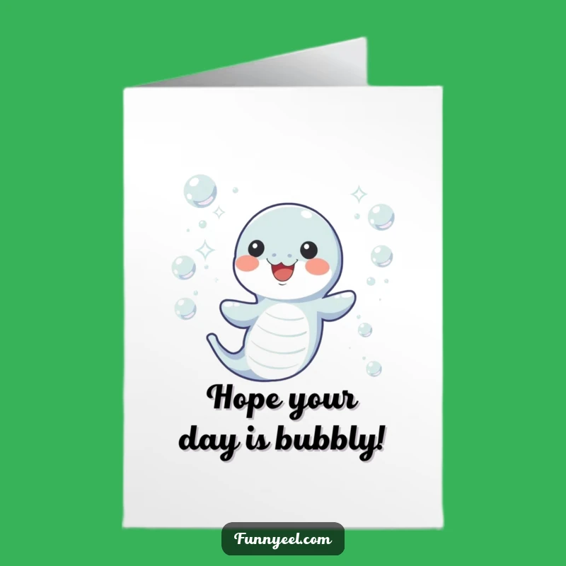 Free Printable Happy Birthday Eel Card: Underwater Bubbles of Joy!